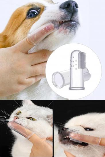 1 Adet Silikon Parmağa Takılan Kedi Köpek Diş Kaşıma ve Fırçalama Aparatı