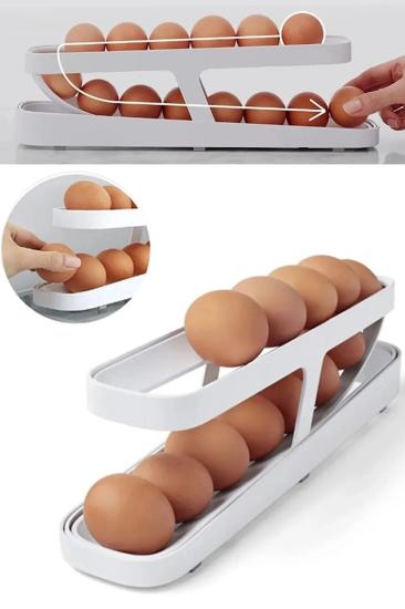 2 Katlı Otomatik Yumurtalık Yumurta Saklama Kabı Buzdolabı Yumurta Düzenleyici