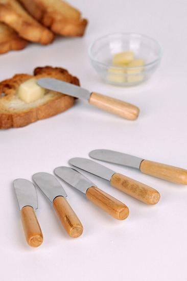 6 Adet Ahşap Saplı Kahvaltılık Tereyağı Reçel Bıçağı Kahvaltılık Bıçak Seti