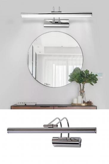 Banyo Aplik Duvar Ayna Resim Tablo Duvar Dekoratif Krom Aplik Aydınlatma Beyaz Işık 35 Cm